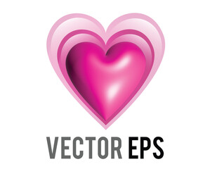 Vector glossy pink love glowing heart 3D icon