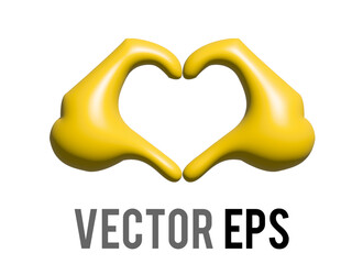 Gradient yellow two hands forming heart shape 3D icon, used to express love and support