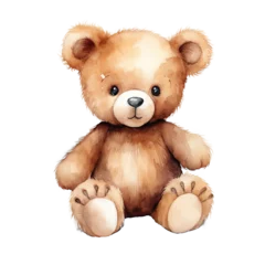 Deurstickers Watercolor soft toy bear isolated background © bramthestocker