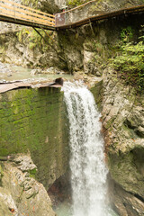 Waterfall at the Rappenloch valley in Dornbirn in Austria