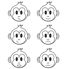 set of cartoon monkey faces