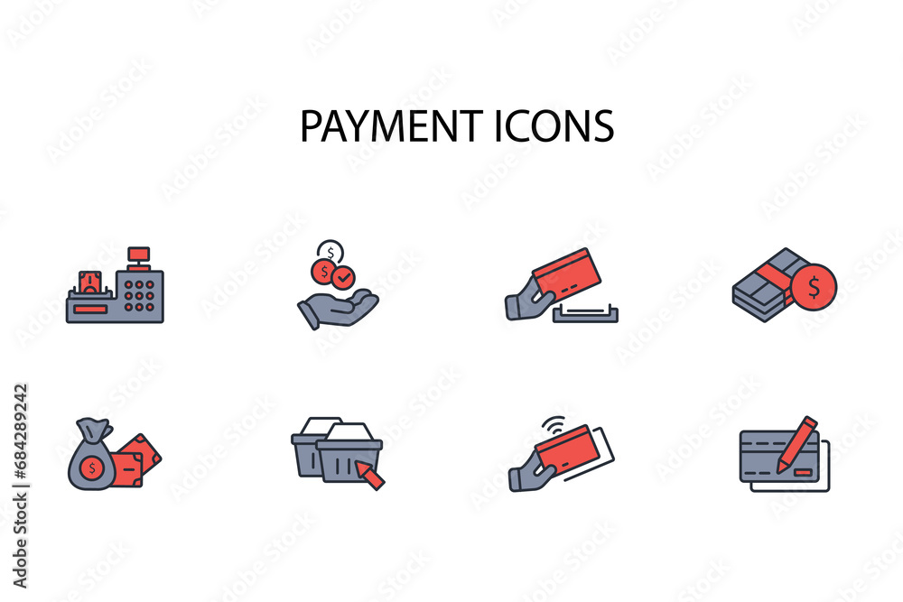 Poster payment icon set.vector.editable stroke.linear style sign for use web design,logo.symbol illustratio