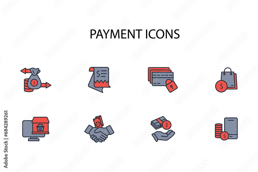 Poster payment icon set.vector.editable stroke.linear style sign for use web design,logo.symbol illustratio