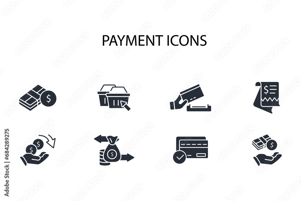 Poster payment icon set.vector.editable stroke.linear style sign for use web design,logo.symbol illustratio