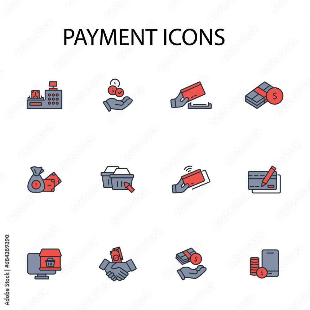 Poster payment icon set.vector.editable stroke.linear style sign for use web design,logo.symbol illustratio