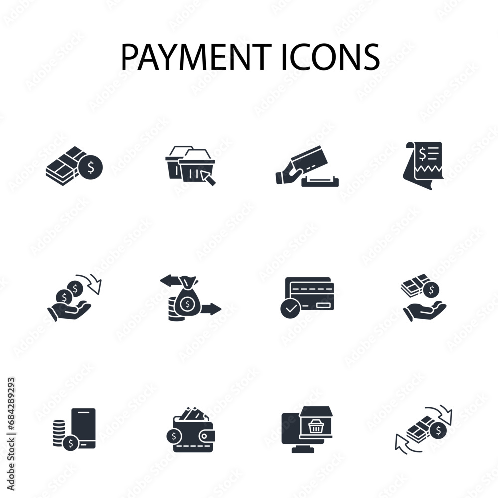 Poster payment icon set.vector.editable stroke.linear style sign for use web design,logo.symbol illustratio