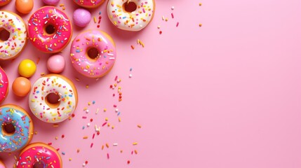 creative layout made with donut sweets ,flat lay, sales banner