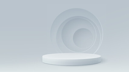 Vector mockup circular white podium product presentation display background