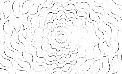 Design spiral dots backdrop. Abstract monochrome background. A halftone with a shape like a vortex or a nebula centered in the center.