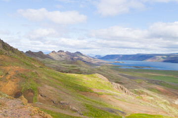 Seltun area aerial landscape, south Iceland panorama.