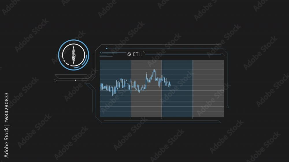 Poster animated infographic of ethereum stock price on alpha channel.