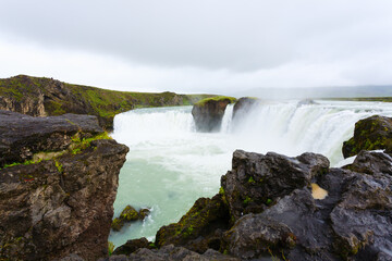 Fototapeta na wymiar Godafoss falls in summer season view, Iceland