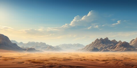 AI Generated. AI Generative. Warm heat sand dunes desert landscape background. Graphic Art