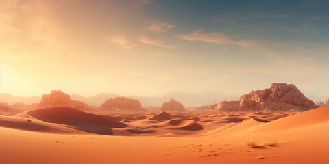 AI Generated. AI Generative. Warm heat sand dunes desert landscape background. Graphic Art