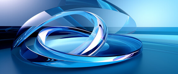 Blue abstract volumetric glass shiny glossy background
