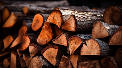 Close-Up of Stacked Firewood Wallpaper Background