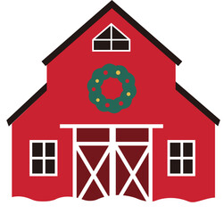 Christmas Red Barn