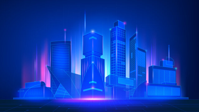 Tech smart building future concept vivid light background