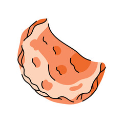 Calzone color element. Cartoon street food. Isolated vector illustration.
