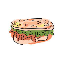 Quesadilla color element. Cartoon street food. Isolated vector illustration.