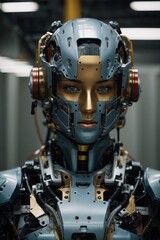 Half-body portraits of robots in various roles. Humanoid Robot in Industrial.