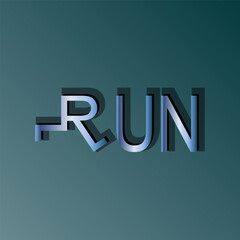 RUN Letter Logo suitable for fashion clothing logo. vintage sticker.