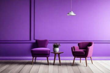 chair in the room with purple wall-