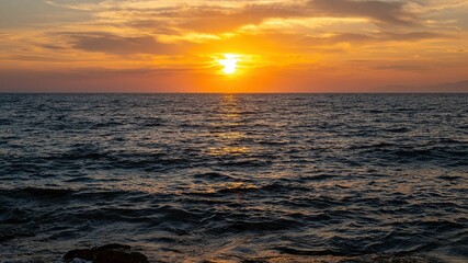 Breathtaking view of a picturesque sunset over the ocean