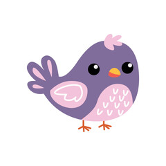  bird surrounded by flowers and leaves in pastel colors. cute and stylized bird