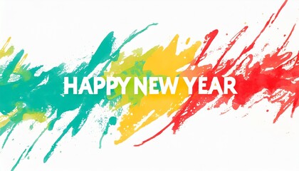 Fototapeta premium Happy new year written on a color splash isolated on white background.