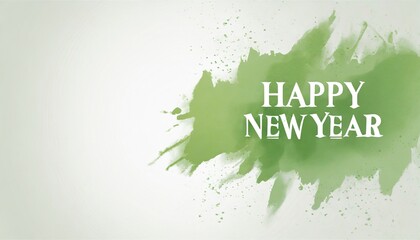 Happy new year written on a green color splash isolated on white background.