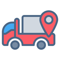 truck, pin, location icon or logo illustration filled outline color style. Icons ecommerce color.