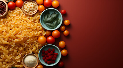 close up of a pasta, top view, commercial product design shot - Food art.