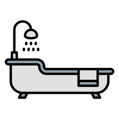 Bathtub icon or logo illustration filled outline color