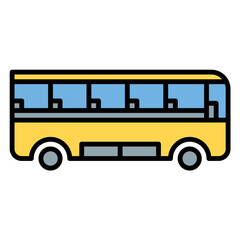 bus icon or logo illustration filled outline color us.