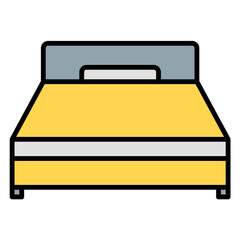 Double bed icon or logo illustration filled outline color