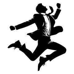 Business man jumping pose vector silhouette