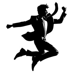 Business man jumping pose vector silhouette