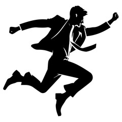 Business man jumping pose vector silhouette
