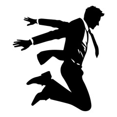 Business man jumping pose vector silhouette