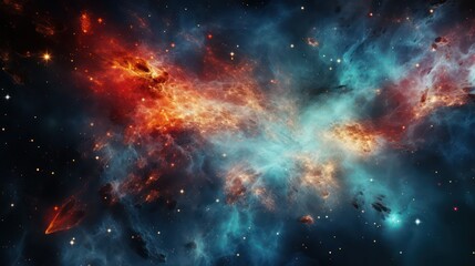Beautiful Cosmic Nebula in the night sky wallpaper background - obrazy, fototapety, plakaty
