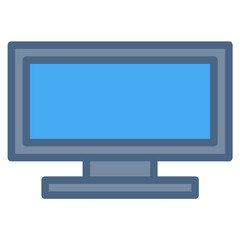 Monitor icon or logo illustration filled outline color style. Icons office color.