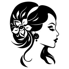 Beautiful Woman Face vector silhouette illustration
