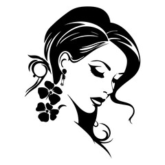 Beautiful Woman Face vector silhouette illustration