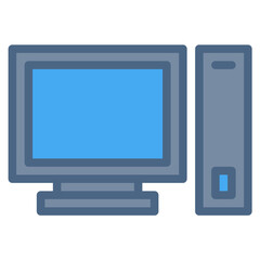 Pc computer icon or logo illustration filled outline color style. Icons office color.