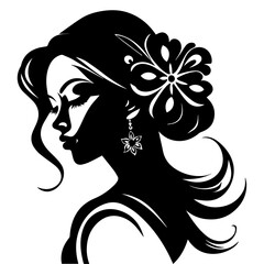 Beautiful Woman Face vector silhouette illustration