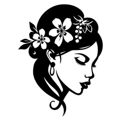 Beautiful Woman Face vector silhouette illustration