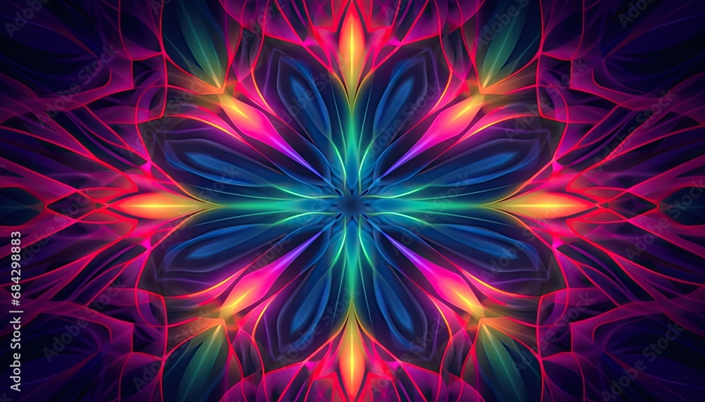 Poster pattern in pink and blue color with a dark lines optical illusionist distorted forms.