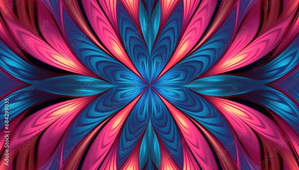 Aufkleber pattern in pink and blue color with a dark lines optical illusionist distorted forms.
