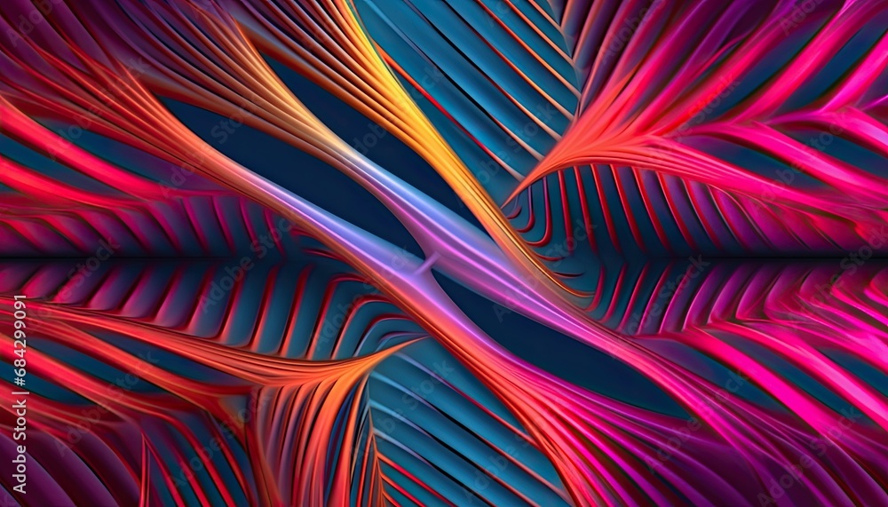 Aufkleber pattern in pink and blue color with a dark lines optical illusionist distorted forms.